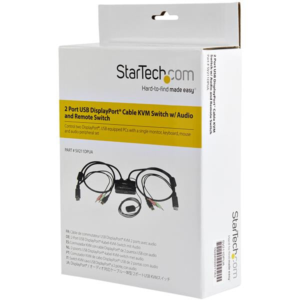 STARTECH 2 Port DisplayPort KVM Switch with Audio | Remote Control Switch - USB Powered KVM - Dual Port DP USB KVM Switch (SV211DPUA) (SV211DPUA)