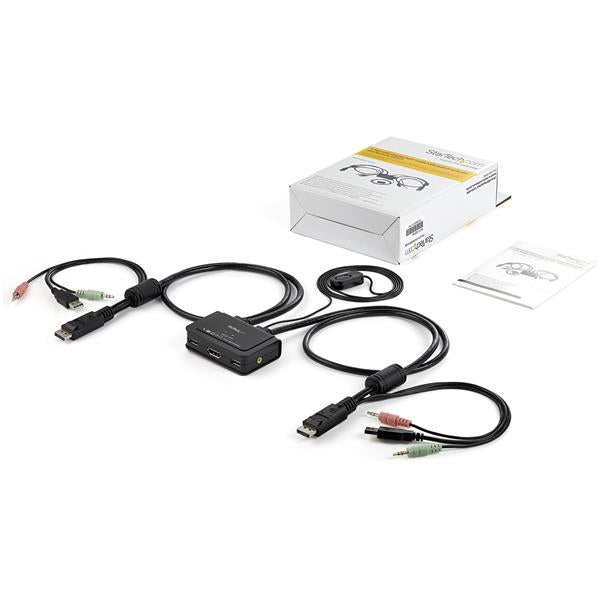 STARTECH 2 Port DisplayPort KVM Switch with Audio | Remote Control Switch - USB Powered KVM - Dual Port DP USB KVM Switch (SV211DPUA) (SV211DPUA)