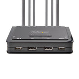 STARTECH 2-Port Dual-Monitor DisplayPort Cable KVM Switch | 4K 60Hz | Compact KVM with 5ft|1.5m USB-A|DisplayPort|Audio Integrated Cables | Bus Powered | Remote|Hotkey Switching (C2-DD46-UA2-CBL-KVM) (C2-DD46-UA2-CBL-KVM)