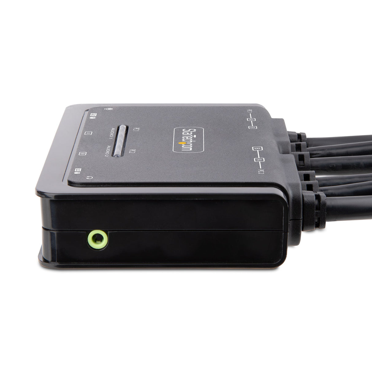 STARTECH 2-Port Dual-Monitor DisplayPort Cable KVM Switch | 4K 60Hz | Compact KVM with 5ft|1.5m USB-A|DisplayPort|Audio Integrated Cables | Bus Powered | Remote|Hotkey Switching (C2-DD46-UA2-CBL-KVM) (C2-DD46-UA2-CBL-KVM)
