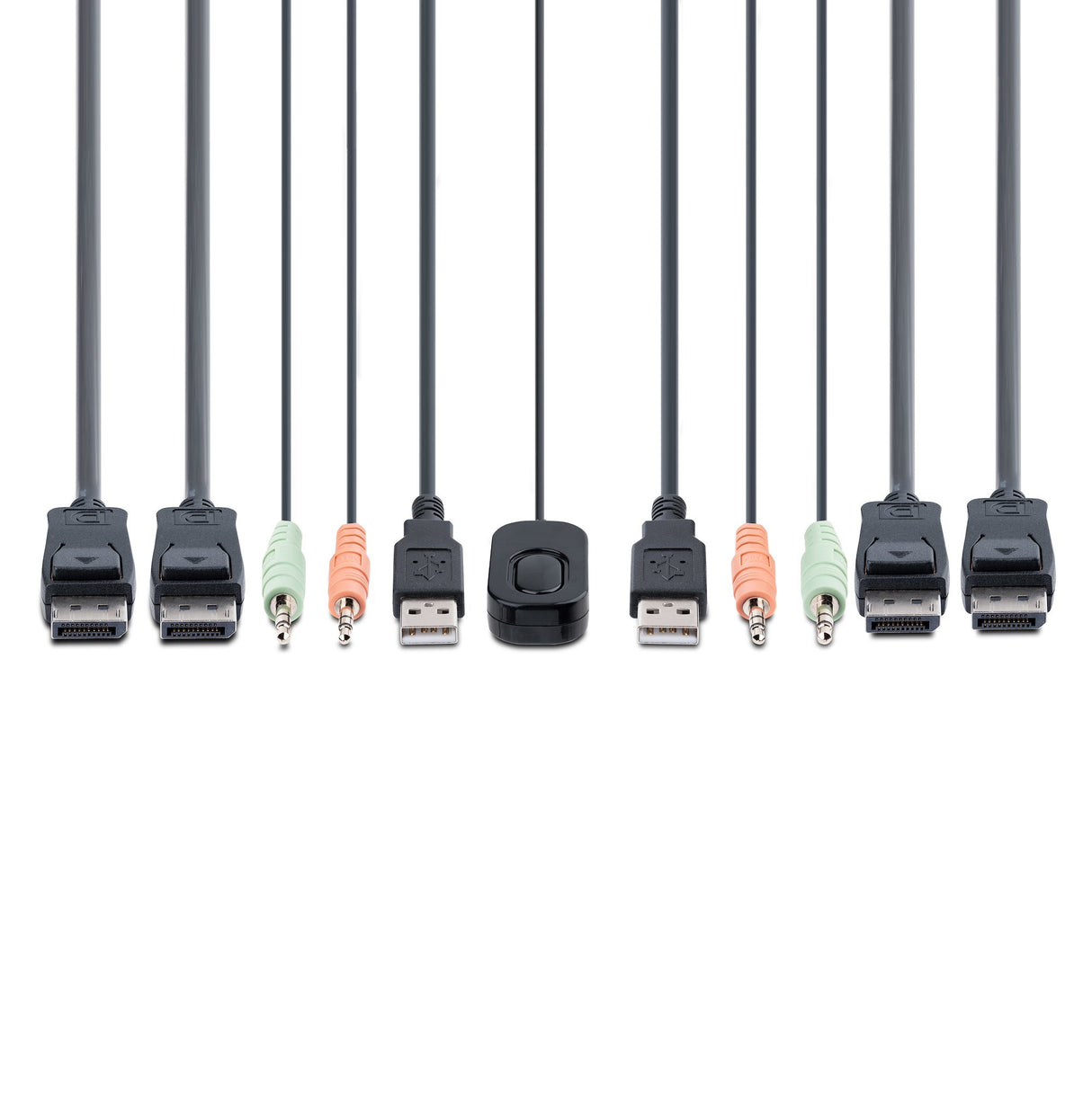 STARTECH 2-Port Dual-Monitor DisplayPort Cable KVM Switch | 4K 60Hz | Compact KVM with 5ft|1.5m USB-A|DisplayPort|Audio Integrated Cables | Bus Powered | Remote|Hotkey Switching (C2-DD46-UA2-CBL-KVM) (C2-DD46-UA2-CBL-KVM)