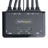 STARTECH 2-Port Dual-Monitor DisplayPort Cable KVM Switch | 4K 60Hz | Compact KVM with 5ft|1.5m USB-A|DisplayPort|Audio Integrated Cables | Bus Powered | Remote|Hotkey Switching (C2-DD46-UA2-CBL-KVM) (C2-DD46-UA2-CBL-KVM)