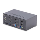 STARTECH 2-Port Dual-Monitor DisplayPort KVM Switch | 4K 60Hz | 2x USB 5Gbps Hub Ports | 2x USB 2.0 HID Ports | Hotkey and Push-Button Switching | TAA Compliant (P2DD46A2-KVM-SWITCH) (P2DD46A2-KVM-SWITCH)