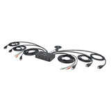 STARTECH 2-Port Dual-Monitor HDMI Cable KVM Switch | 4K 60Hz | Compact KVM with 5ft|1.5m USB-A|HDMI|Audio Integrated Cables | Bus Powered | Remote|Hotkey Switching (C2-DH46-UA2-CBL-KVM) (C2-DH46-UA2-CBL-KVM)