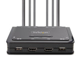 STARTECH 2-Port Dual-Monitor HDMI Cable KVM Switch | 4K 60Hz | Compact KVM with 5ft|1.5m USB-A|HDMI|Audio Integrated Cables | Bus Powered | Remote|Hotkey Switching (C2-DH46-UA2-CBL-KVM) (C2-DH46-UA2-CBL-KVM)