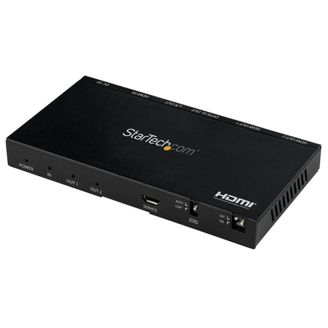 STARTECH 2-Port HDMI Splitter (1x2) - 4K 60Hz UHD HDMI 2.0 Audio Video Splitter w| Scaler & Audio Extractor (3.5mm|SPDIF) - Dual HDMI Splitter (1-In 2-Out) - EDID Copy - TV|Projector (ST122HD20S) (ST122HD20S)