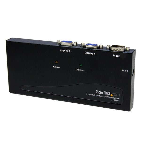 STARTECH 2 Port High Resolution VGA Video Splitter with Built-in video Amplifier - 350 MHz - VGA Video Splitter 1 x 2 - 2048x1536 80Hz (ST122PRO)