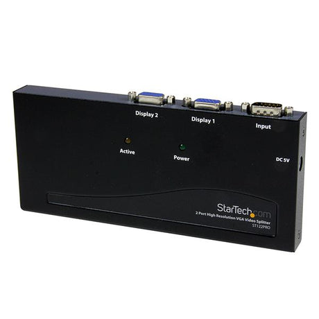 STARTECH 2 Port High Resolution VGA Video Splitter with Built-in video Amplifier - 350 MHz - VGA Video Splitter 1 x 2 - 2048x1536 80Hz (ST122PRO)