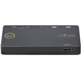 STARTECH 2 Port Hybrid USB-A + HDMI & USB-C KVM Switch - Single 4K 60Hz HDMI 2.0 Monitor - Compact Desktop and|or Laptop HDMI KVM Switch - USB Bus Powered - Thunderbolt 3 Compatible (SV221HUC4K) (SV221HUC4K)