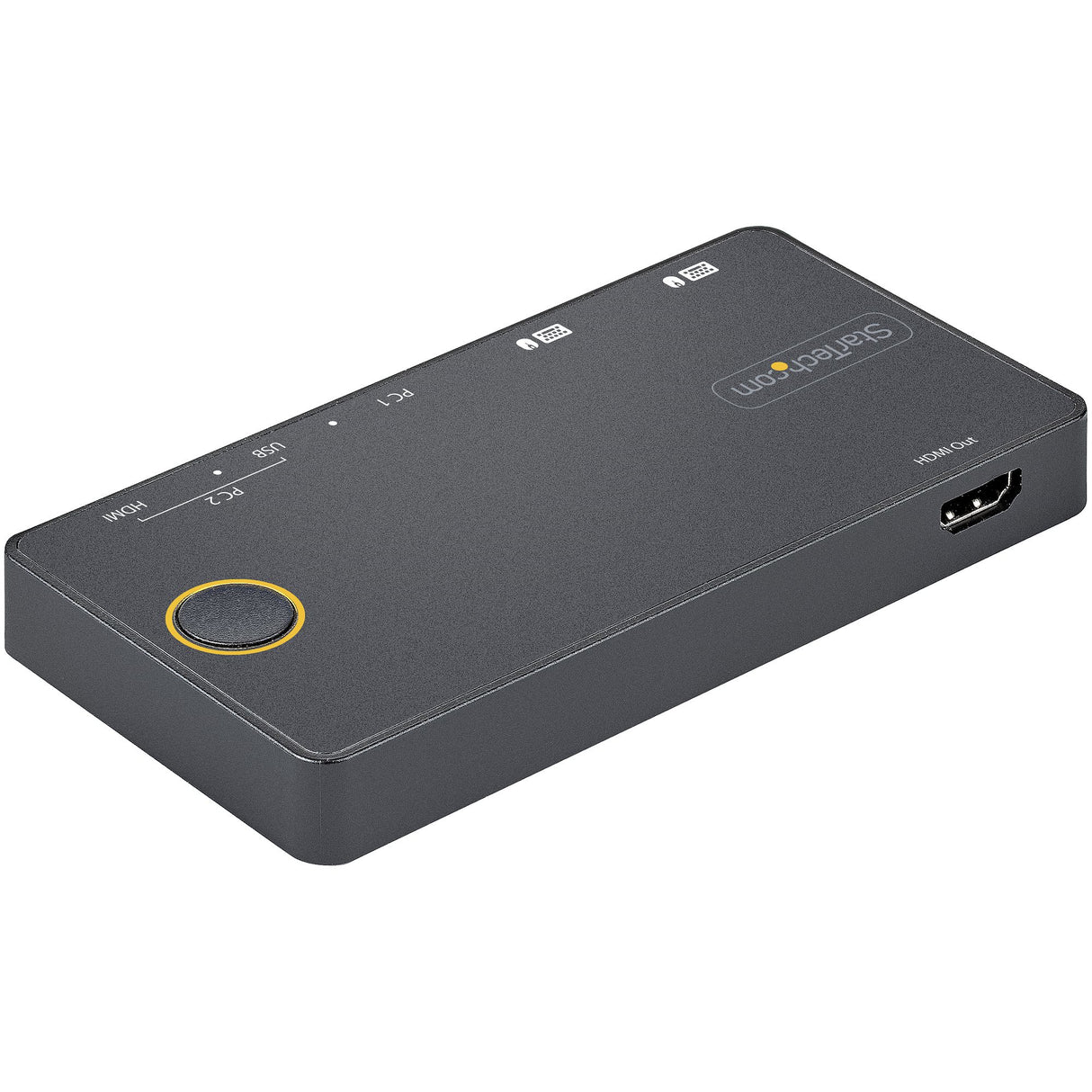 STARTECH 2 Port Hybrid USB-A + HDMI & USB-C KVM Switch - Single 4K 60Hz HDMI 2.0 Monitor - Compact Desktop and|or Laptop HDMI KVM Switch - USB Bus Powered - Thunderbolt 3 Compatible (SV221HUC4K) (SV221HUC4K)