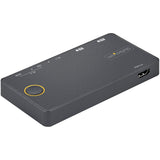 STARTECH 2 Port Hybrid USB-A + HDMI & USB-C KVM Switch - Single 4K 60Hz HDMI 2.0 Monitor - Compact Desktop and|or Laptop HDMI KVM Switch - USB Bus Powered - Thunderbolt 3 Compatible (SV221HUC4K) (SV221HUC4K)