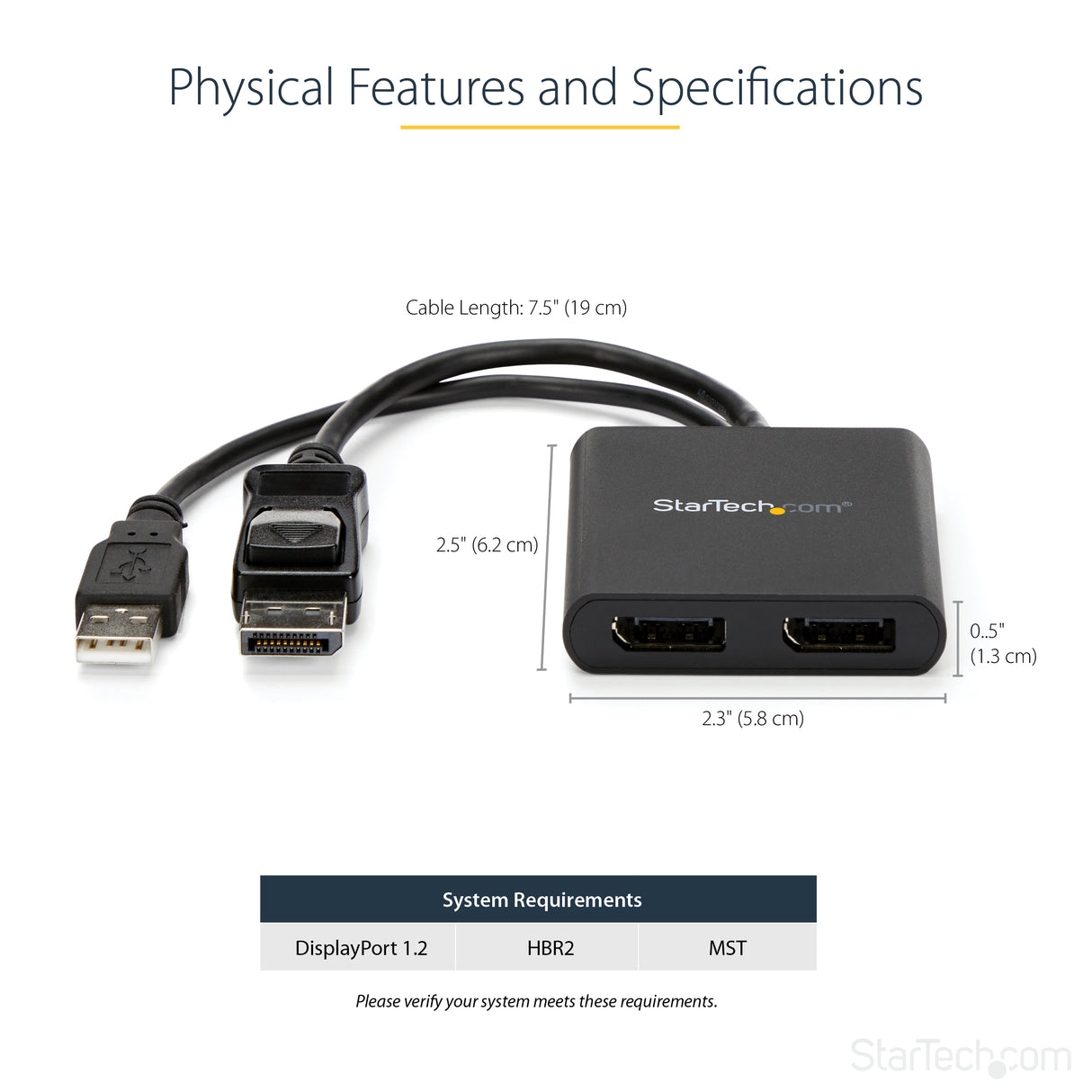 STARTECH 2-Port Multi Monitor Adapter - DisplayPort 1.2 MST Hub - Dual 4K 30Hz or 1080p - USB Bus Powered - Video Splitter for Extended Desktop Mode on Windows PCs Only - DP to 2x DP (MSTDP122DP) (MSTDP122DP)