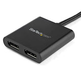 STARTECH 2-Port Multi Monitor Adapter - DisplayPort 1.2 MST Hub - Dual 4K 30Hz or 1080p - USB Bus Powered - Video Splitter for Extended Desktop Mode on Windows PCs Only - DP to 2x DP (MSTDP122DP) (MSTDP122DP)