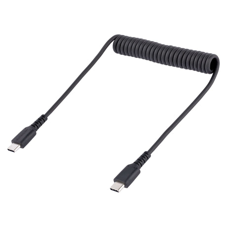 STARTECH 20in (50cm) USB C Charging Cable | Coiled Heavy Duty Fast Charge & Sync USB-C Cable | USB 2.0 Type-C Cable | Rugged Aramid Fiber | Durable Male to Male USB Cable | Black (R2CCC-50C-USB-CABLE) (R2CCC-50C-USB-CABLE)