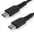 STARTECH 2m USB C Charging Cable - Durable Fast Charge & Sync USB 2.0 Type C to USB C Laptop Charger Cord - TPE Jacket Aramid Fiber M|M 60W Black - S10 S20 iPad Pro MS Surface (RUSB2AC2MB) (RUSB2CC2MB)