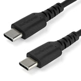 STARTECH 2m USB C Charging Cable - Durable Fast Charge & Sync USB 2.0 Type C to USB C Laptop Charger Cord - TPE Jacket Aramid Fiber M|M 60W Black - S10 S20 iPad Pro MS Surface (RUSB2AC2MB) (RUSB2CC2MB)