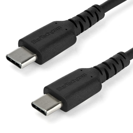 STARTECH 2m USB C Charging Cable - Durable Fast Charge & Sync USB 2.0 Type C to USB C Laptop Charger Cord - TPE Jacket Aramid Fiber M|M 60W Black - S10 S20 iPad Pro MS Surface (RUSB2AC2MB) (RUSB2CC2MB)