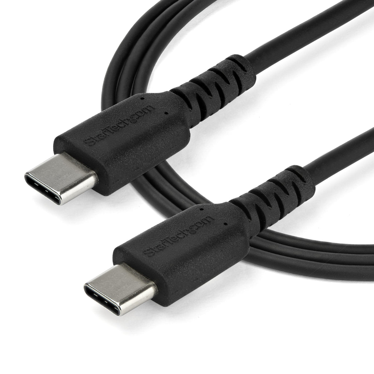 STARTECH 2m USB C Charging Cable - Durable Fast Charge & Sync USB 2.0 Type C to USB C Laptop Charger Cord - TPE Jacket Aramid Fiber M|M 60W Black - S10 S20 iPad Pro MS Surface (RUSB2AC2MB) (RUSB2CC2MB)