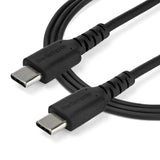 STARTECH 2m USB C Charging Cable - Durable Fast Charge & Sync USB 2.0 Type C to USB C Laptop Charger Cord - TPE Jacket Aramid Fiber M|M 60W Black - S10 S20 iPad Pro MS Surface (RUSB2AC2MB) (RUSB2CC2MB)