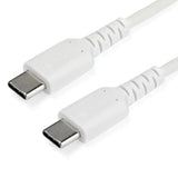 STARTECH 2m USB C Charging Cable - Durable Fast Charge & Sync USB 2.0 Type C to USB C Laptop Charger Cord - TPE Jacket Aramid Fiber M|M 60W White - S10 S20 iPad Pro MS Surface (RUSB2AC2MW) (RUSB2CC2MW)