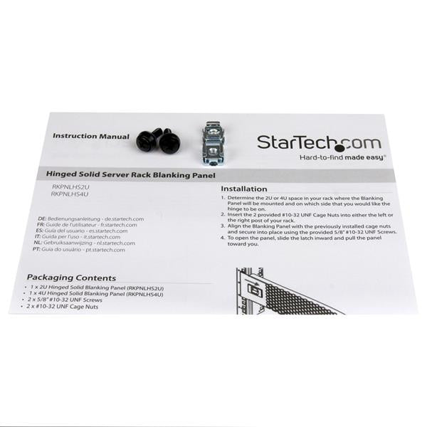 STARTECH 2U Hinged Solid Blank Rack Panel - Server Rack Blanking | Filler Panel (RKPNLHS2U)