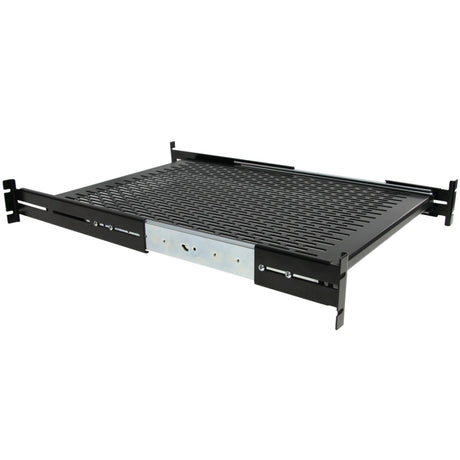STARTECH 2U Sliding Server Rack Mount Shelf - 20 to 30in Adjustable Mounting Depth - Vented - 50lb - Heavy Duty Universal 19” Rack Shelf for Equipment Rack - 24in Deep (UNISLDSHF19) (UNISLDSHF19)
