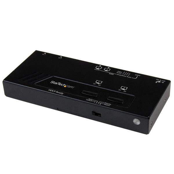 STARTECH 2x2 HDMI Matrix Switch with Remote - 1080p Automatic & Priority Switcher - Video Wall Auto Selector Splitter Box - Audio Out (VS222HDQ) (VS222HDQ)