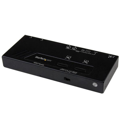 STARTECH 2x2 HDMI Matrix Switch with Remote - 1080p Automatic & Priority Switcher - Video Wall Auto Selector Splitter Box - Audio Out (VS222HDQ) (VS222HDQ)