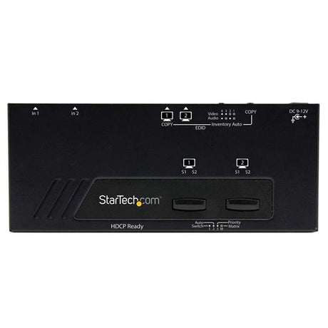 STARTECH 2x2 HDMI Matrix Switch with Remote - 1080p Automatic & Priority Switcher - Video Wall Auto Selector Splitter Box - Audio Out (VS222HDQ) (VS222HDQ)