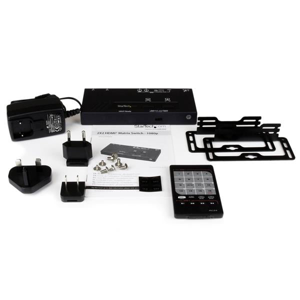 STARTECH 2x2 HDMI Matrix Switch with Remote - 1080p Automatic & Priority Switcher - Video Wall Auto Selector Splitter Box - Audio Out (VS222HDQ) (VS222HDQ)