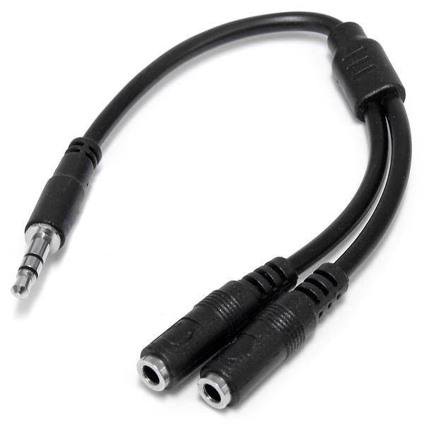 STARTECH 3.5mm Audio Extension Cable - Slim Audio Splitter Y Cable and Headphone Extender - Male to 2x Female AUX Cable (MUY1MFFS) (MUY1MFFS)