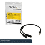 STARTECH 3.5mm Audio Extension Cable - Slim Audio Splitter Y Cable and Headphone Extender - Male to 2x Female AUX Cable (MUY1MFFS) (MUY1MFFS)