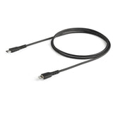 STARTECH 3 foot (1m) Durable Black USB-C to Lightning Cable - Heavy Duty Rugged Aramid Fiber USB Type C to Lightning Charger|Sync Power Cord - Apple MFi Certified iPad|iPhone 12 (RUSBCLTMM1MB) (RUSBCLTMM1MB)