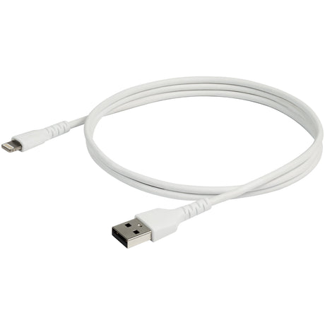 STARTECH 3 foot (1m) Durable White USB-A to Lightning Cable - Heavy Duty Rugged Aramid Fiber USB Type A to Lightning Charger|Sync Power Cord - Apple MFi Certified iPad|iPhone 12 (RUSBLTMM1M) (RUSBLTMM1M)