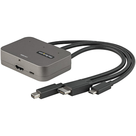 STARTECH 3-in-1 Multiport to HDMI Adapter - 4K 60Hz USB-C or Mini DisplayPort to HDMI Converter for Conference Room - Digital AV Video Adapter to Connect HDMI Monitor|Display (CDPHDMDP2HD) (CDPHDMDP2HD)