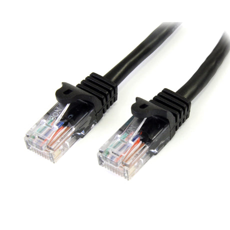 STARTECH 3 m Black Cat5e Snagless RJ45 UTP Patch Cable - 3m Patch Cord - Ethernet Patch Cable - RJ45 Male to Male Cat 5e Cable (45PAT3MBK) (45PAT3MBK)