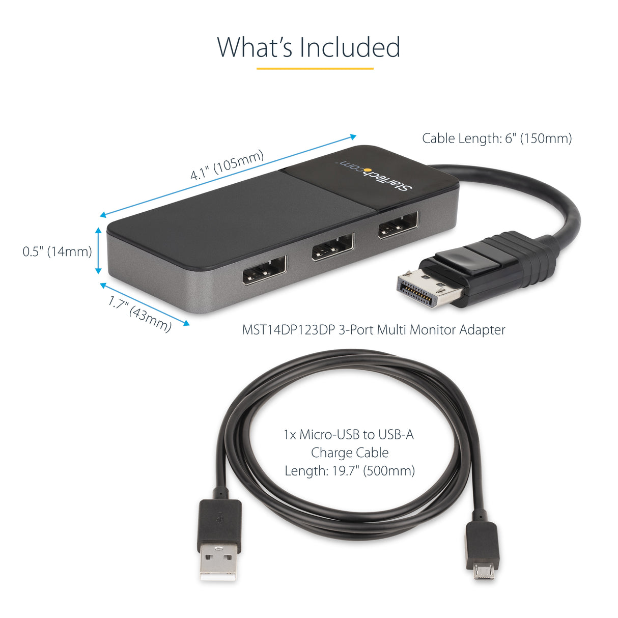 STARTECH 3-Port Multi Monitor Adapter - DisplayPort 1.4 to 3x 4K DisplayPort Video Splitter - Dual or Triple 4K - Laptop|Desktop DisplayPort MST Hub for Multiple Monitors - For Windows PCs Only (MST14DP123DP) (MST14DP123DP)