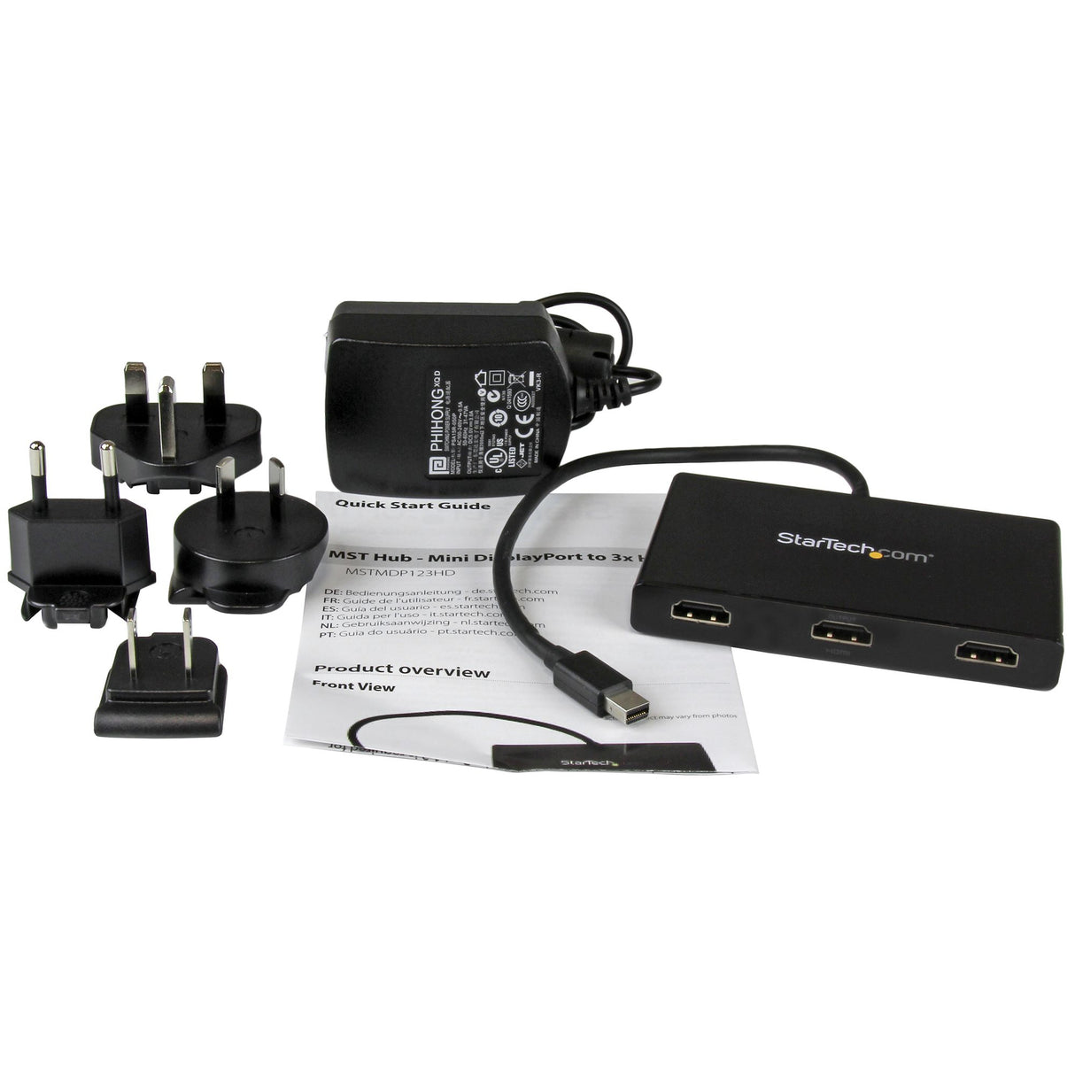 STARTECH 3-Port Multi Monitor Adapter - Mini DisplayPort to HDMI MST Hub - Triple 1080p or Dual 4K 30Hz - Video Splitter for Extended Desktop Mode on Windows Only - mDP 1.2 to 3x HDMI (MSTMDP123HD) (MSTMDP123HD)