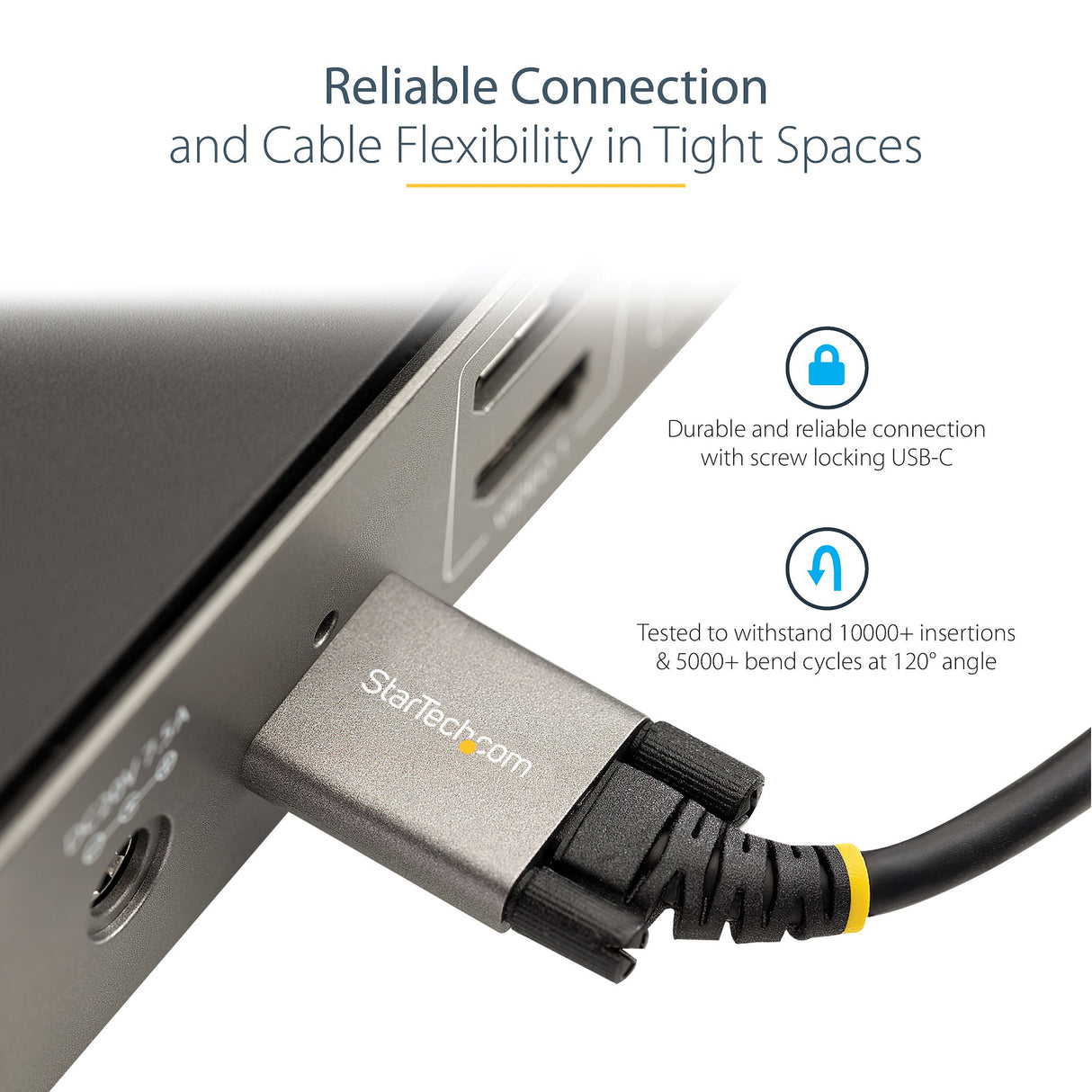 STARTECH 3ft (1m) Side Screw Locking USB C Cable 10Gbps - USB 3.1|3.2 Gen 2 Type-C Cable - 100W (5A) Power Delivery Charging | DP Alt Mode - Dual Screw Lock - USB-C Cord Charge|Sync (USB31CCSLKV1M) (USB31CCSLKV1M)