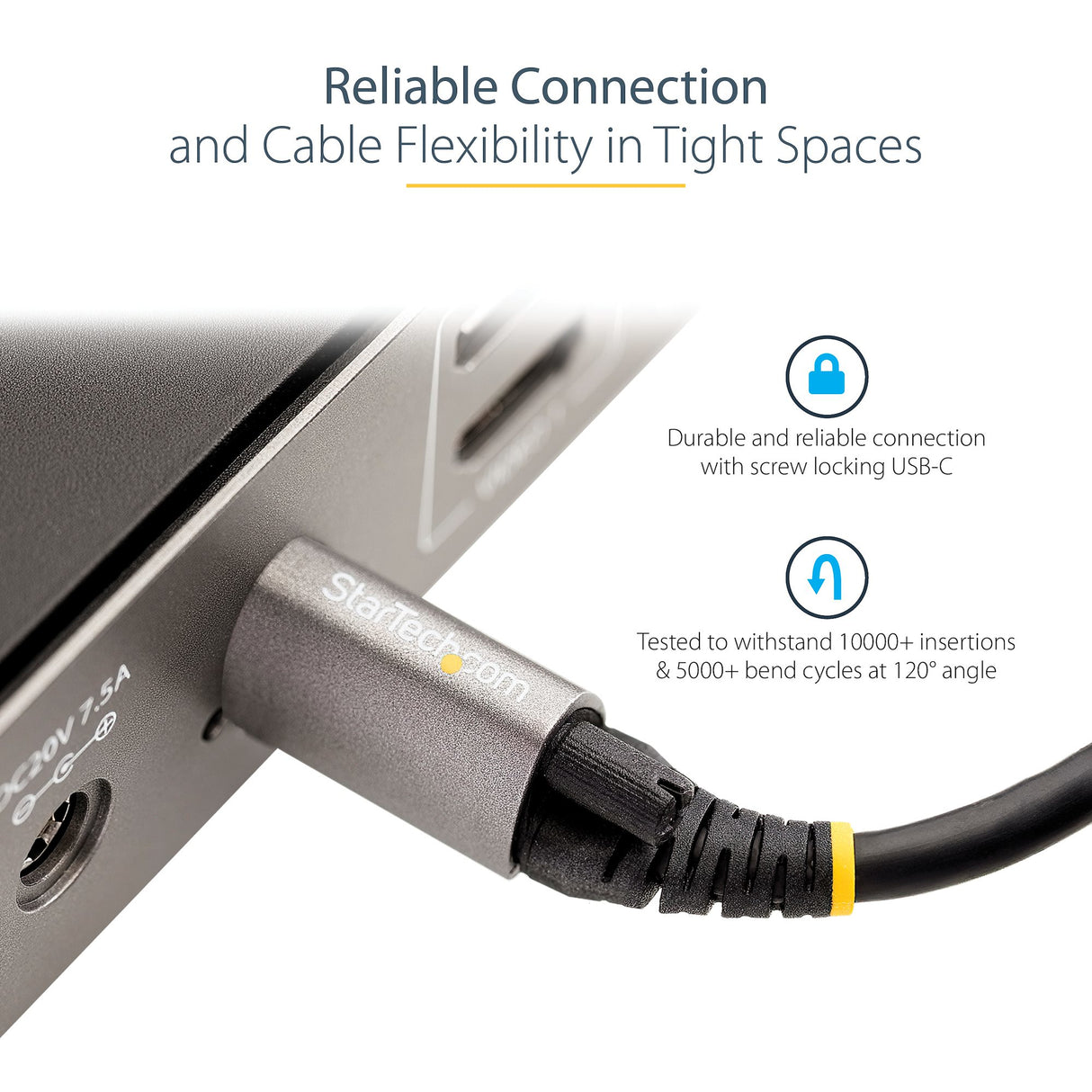 STARTECH 3ft (1m) Top Screw Locking USB C Cable 10Gbps - USB 3.1|3.2 Gen 2 Type-C Cable - 100W (5A) Power Delivery Charging | DP Alt Mode - Single Screw Lock | USB-C Cord Charge|Sync (USB31CCTLKV1M) (USB31CCTLKV1M)
