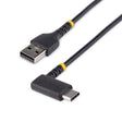 STARTECH 3ft (1m) USB A to C Charging Cable Right Angle - Heavy Duty Fast Charge USB-C Cable - USB 2.0 A to Type-C - Rugged Aramid Fiber - 3A - USB Charging Cord (R2ACR-1M-USB-CABLE) (R2ACR-1M-USB-CABLE)