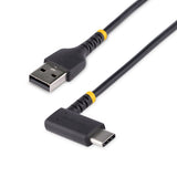 STARTECH 3ft (1m) USB A to C Charging Cable Right Angle - Heavy Duty Fast Charge USB-C Cable - USB 2.0 A to Type-C - Rugged Aramid Fiber - 3A - USB Charging Cord (R2ACR-1M-USB-CABLE) (R2ACR-1M-USB-CABLE)