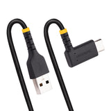 STARTECH 3ft (1m) USB A to C Charging Cable Right Angle - Heavy Duty Fast Charge USB-C Cable - USB 2.0 A to Type-C - Rugged Aramid Fiber - 3A - USB Charging Cord (R2ACR-1M-USB-CABLE) (R2ACR-1M-USB-CABLE)