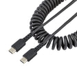 STARTECH 3ft (1m) USB C Charging Cable | Coiled Heavy Duty Fast Charge & Sync USB-C Cable | USB 2.0 Type-C Cable | Rugged Aramid Fiber | Durable Male to Male USB Cable | Black (R2CCC-1M-USB-CABLE) (R2CCC-1M-USB-CABLE)