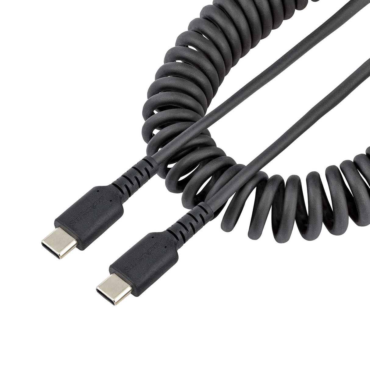 STARTECH 3ft (1m) USB C Charging Cable | Coiled Heavy Duty Fast Charge & Sync USB-C Cable | USB 2.0 Type-C Cable | Rugged Aramid Fiber | Durable Male to Male USB Cable | Black (R2CCC-1M-USB-CABLE) (R2CCC-1M-USB-CABLE)