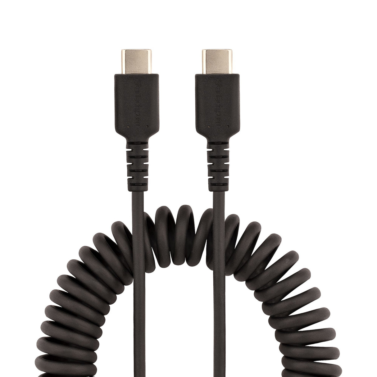 STARTECH 3ft (1m) USB C Charging Cable | Coiled Heavy Duty Fast Charge & Sync USB-C Cable | USB 2.0 Type-C Cable | Rugged Aramid Fiber | Durable Male to Male USB Cable | Black (R2CCC-1M-USB-CABLE) (R2CCC-1M-USB-CABLE)