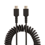 STARTECH 3ft (1m) USB C Charging Cable | Coiled Heavy Duty Fast Charge & Sync USB-C Cable | USB 2.0 Type-C Cable | Rugged Aramid Fiber | Durable Male to Male USB Cable | Black (R2CCC-1M-USB-CABLE) (R2CCC-1M-USB-CABLE)
