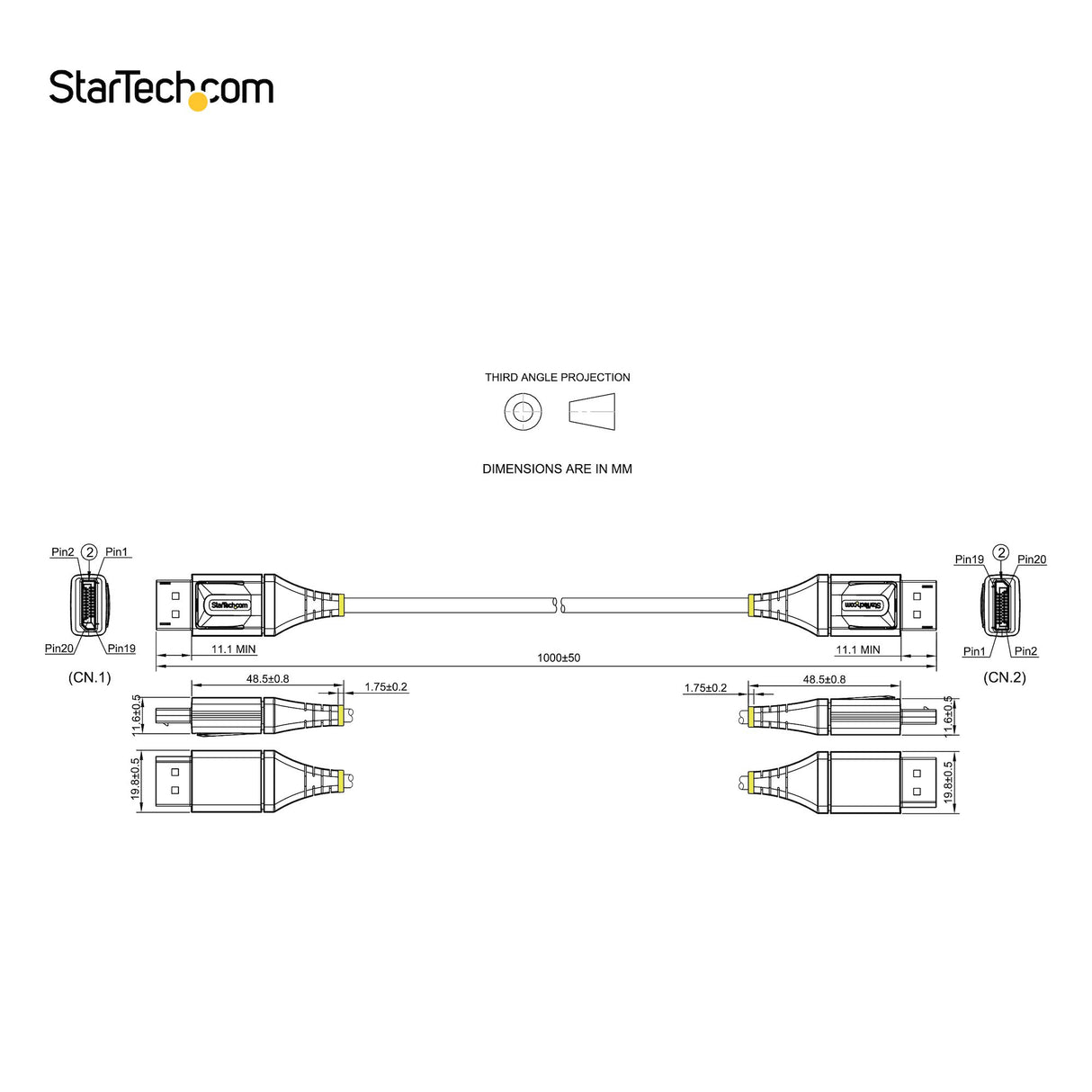 STARTECH 3ft (1m) VESA Certified DisplayPort 1.4 Cable - 8K 60Hz HDR10 - Ultra HD 4K 120Hz Video - DP 1.4 Cable | Cord - For Monitors|Displays - DisplayPort to DisplayPort Cable - M|M (DP14VMM1M) (DP14VMM1M)