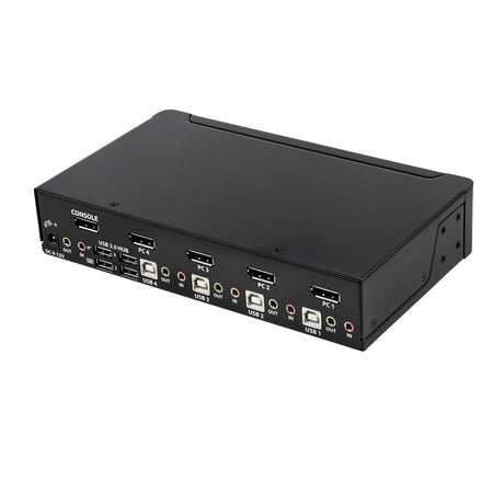 STARTECH 4 Port DisplayPort KVM Switch - 4K 60Hz - Single Display - Dual Port UHD DP 1.2 USB KVM Switch with Integrated USB 2.0 Hub & Audio - Dell | HP | Apple | Lenovo - TAA Compliant (SV431DPUA2) (SV431DPUA2)
