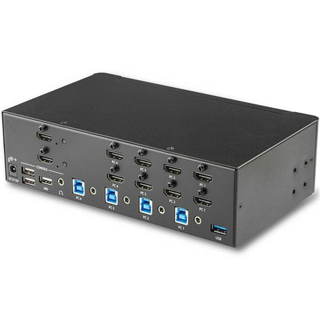 STARTECH 4-Port Dual Monitor HDMI KVM Switch with Audio & USB 3.0 hub - 4K 30Hz - 4 PC Mac Computer KVM Switch Box for HDMI Display (SV431DHD4KU) (SV431DHD4KU)